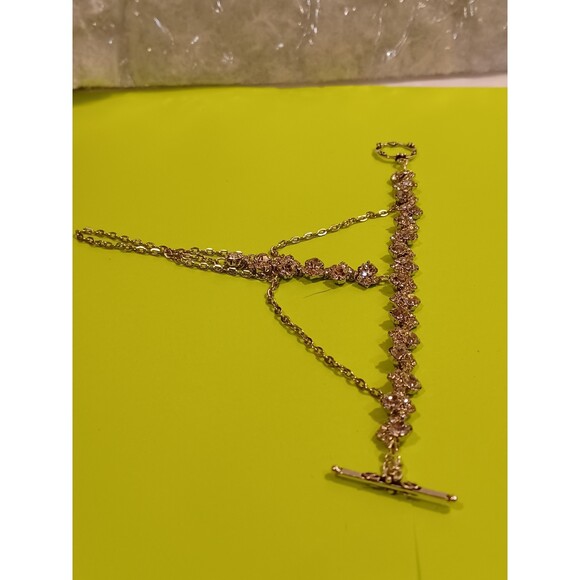 Beautiful  Handmade By Me Clear Fancy Rhinestone Slave bracelet or hand flower - Picture 6 of 8